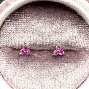 14K white gold pink sapphire earrings